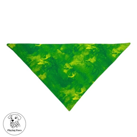 Handmade Double-Sided Watermelon Tie Dye Green Cotton Dog Bandana (Medium) - Picture 3 of 7